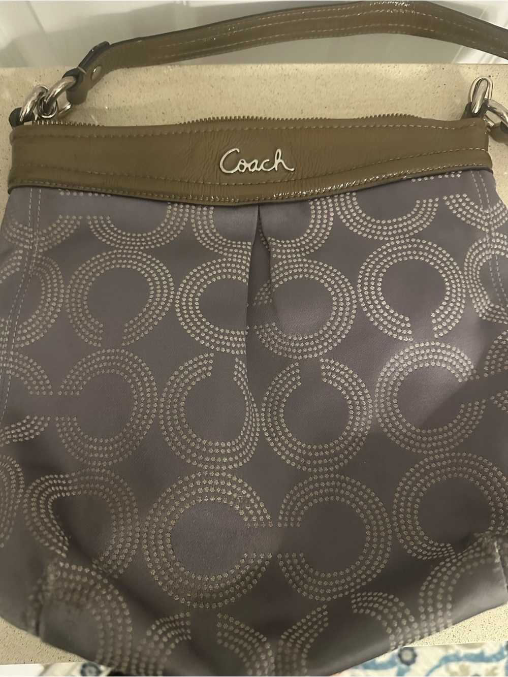 Coach Signature C Shoulder Bag – Gray/Taupe